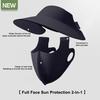 Women Hat with Face Guard Shawl Sun-Proof Breathable Solid Color Design Sun Hat Elastic Large Head Circumference Empty Top Hat