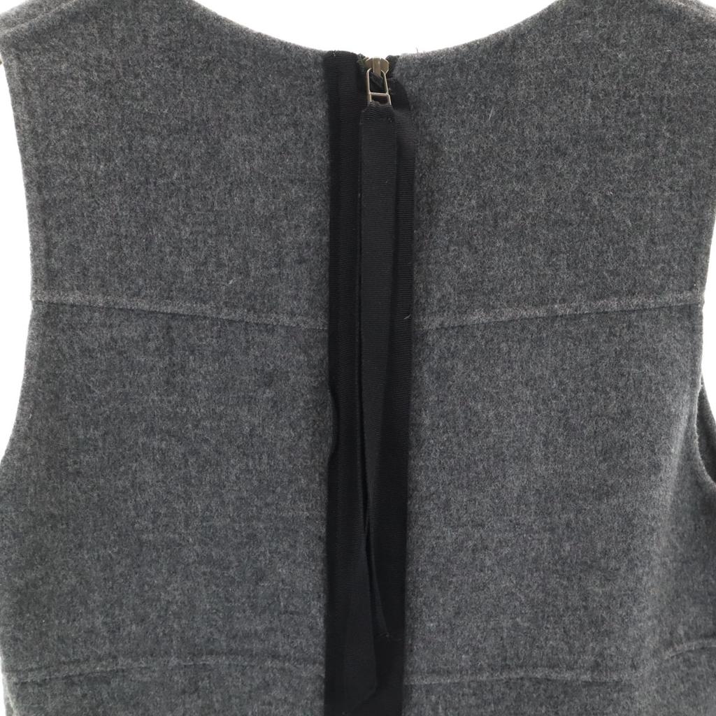 Lanvin Wool Blend No Sleeve V Neck One Piece 36 Gray Women Used