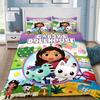 Cartoon Duvet Cover Pillowcase Bedding Set Gabbys Dollhouses Adult Boy Girl Bedroom Decoration Children Single Double Large Size