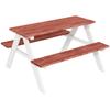 Children's picnic table with solid wood benches, children's table for the garden, 89 x 79 x 50 cm, brown and white