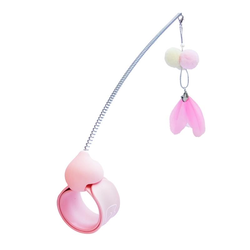 11.8   Pink Cats Wand Toys with Bracelet Interactive Funny Cats Feather Toy Pet Teaser Stick Toys Cats Kitten P 1
