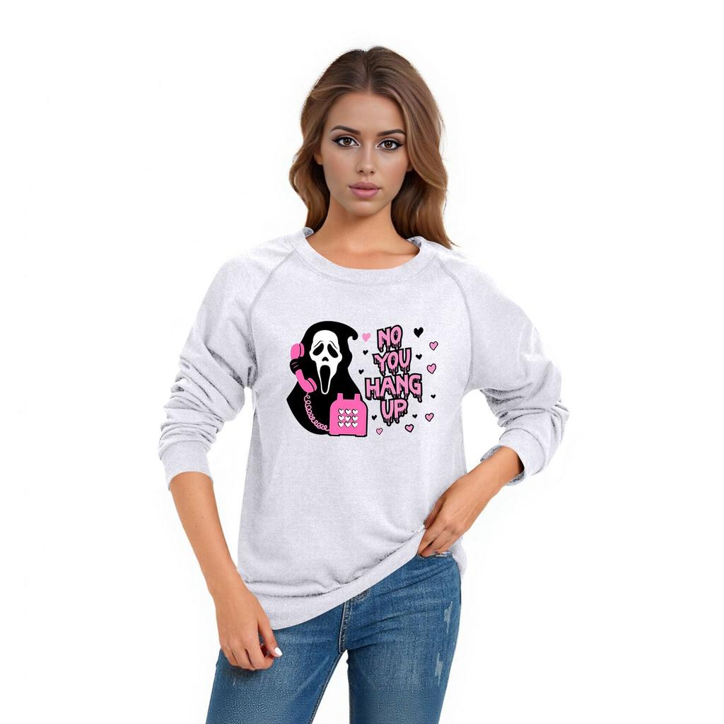 Women's Casual Raglan O-neck Long Sleeve Halloween Print Top
