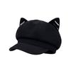Solid Color Cat Ear Hat Woolen Octagonal Cap Fashion British Beret Hat  Autumn Winter