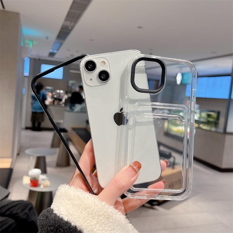 Simple Card Pocket Bag Colorful Bumper Phone Case For For Iphone 16 17 Pro Max 1 14 13 12 11 16 Plus Air Clear Back Cover