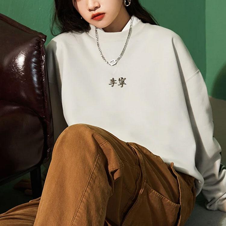 Li Ning Sports Trend Series Logo Fleece Warm Loose Pullover Sweatshirt Unisex sweatshirt Gray AWDR853-8