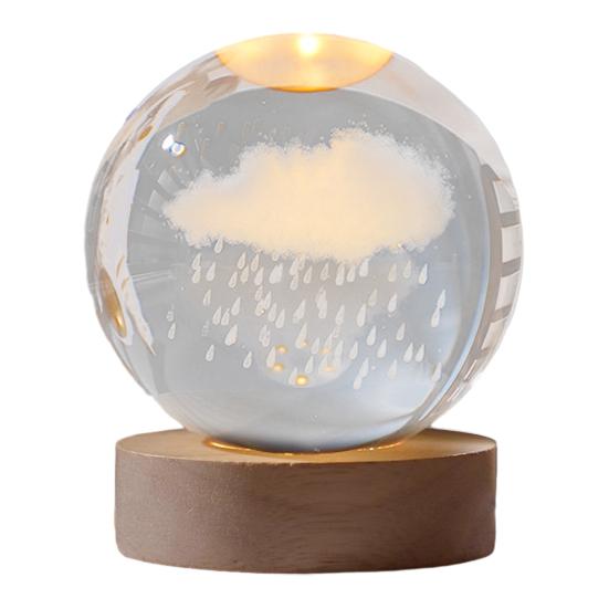 Faux Crystal Ball Night Light 3D Space/Cloud/Astronaut Engraved Clear Ball with LED Light for Bedroom Living Room Birthday Gift for Teens Boys Girls