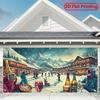2D Plane, 1 Piece of 2D Large Polyester Garage Door Banner - Winter Skiing Theme Design PartyXY