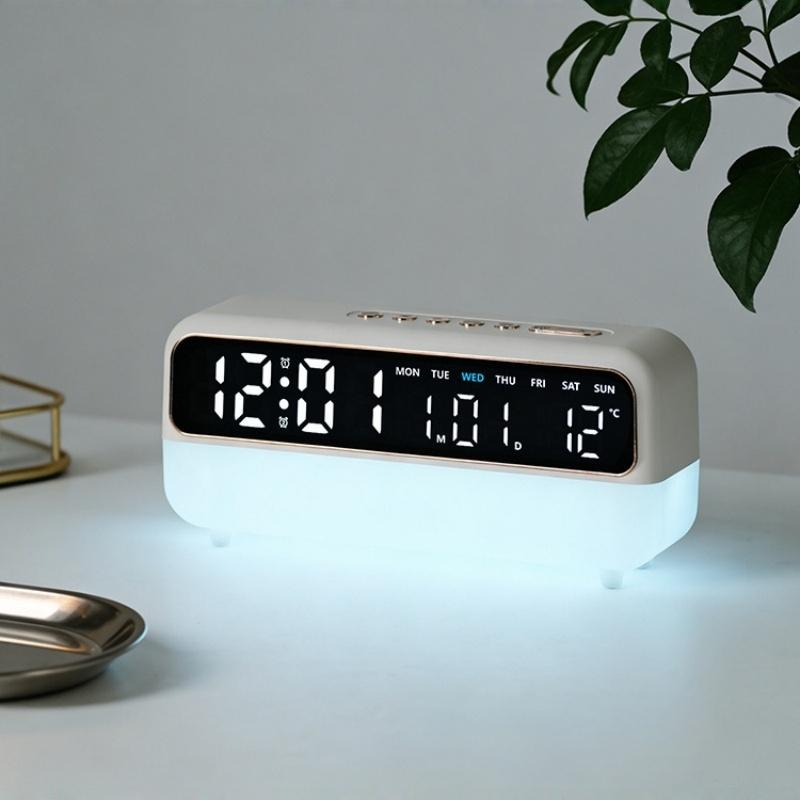 LED Digitaler Wecker Sprachsteuerung Temperatur Datum Wochentag Anzeige Timer Helligkeitseinstellung Elektronische Tischuhr Mit Umgebungslicht 12/24H