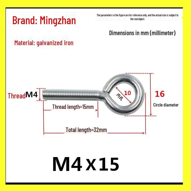 Closed Hook Eye Bolt Screw Ring Hanger - M2.5 to M8 Machine Thread