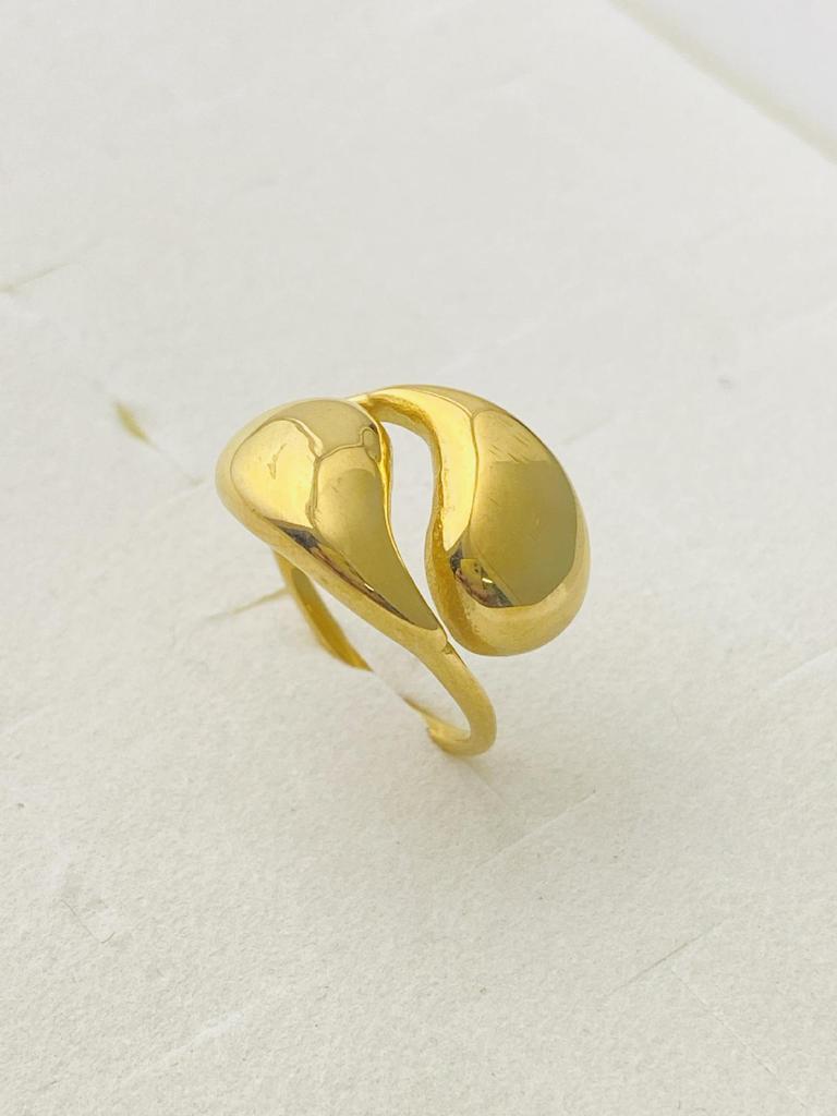 Anel Irregular Gota d'Água Ajustável em Aço Inoxidável - Estilo Frio Europeu e Americano