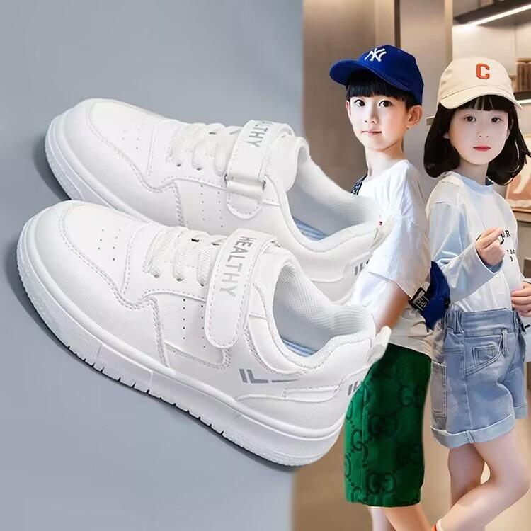 2025 spring and summer little white shoes children's mesh boys and girls board shoes medium and older children's leather versatile casual sports sho