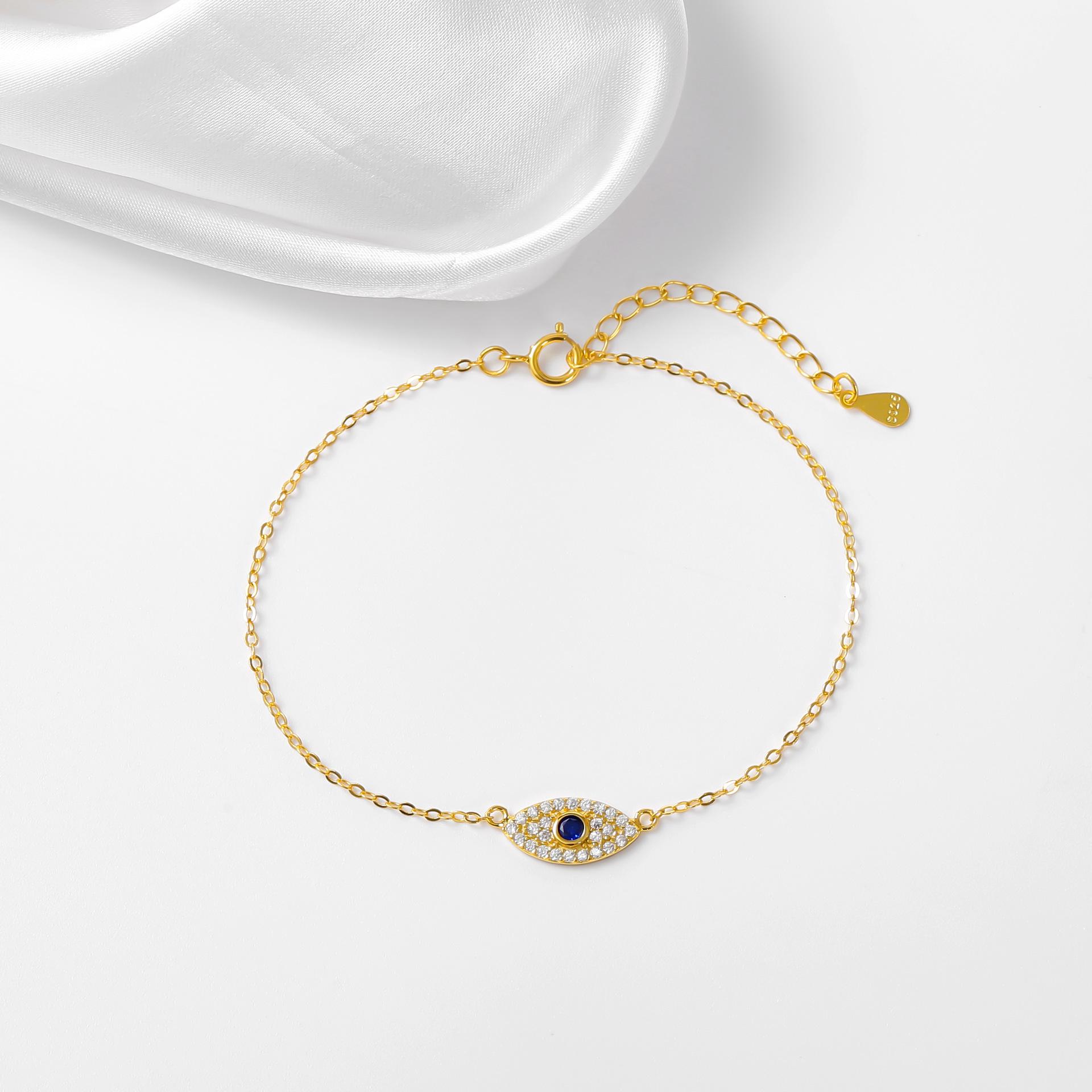 

S925 Silver Evil Eye Necklace and Bracelet Set with Blue Eye Charm 925 Silver золотий