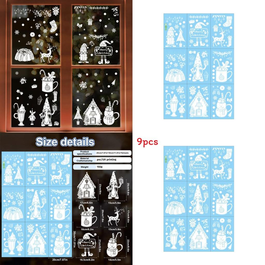 Christmas Snowflake Reindeer Window Sticker With Static Glass Decals For Holiday Decor