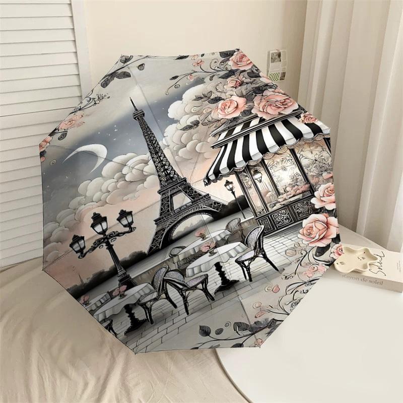 

1PC Parisian, Cafe Umbrella-8-Rib Reinforced, Automatic Open, Lightweight & Durable, Cute Fashion Accessory for Outdoor-A1228
