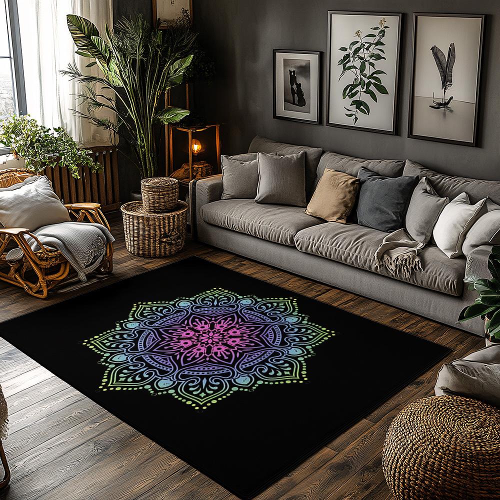 

Area Rug Bohemian Mandala Carpet Living Room Decor Non-Slip Floor Mat Home Decor Modern Abstract Pattern Washable Floor Covering 50x80cm