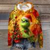 Ladies' Christmas Greentown Print Casual Long Sleeved Hooded Sweatshirt Top