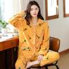 Women's Long Sleeve Coral Fleece Pajamas - Thick, Warm Flannel for Autumn and Winter