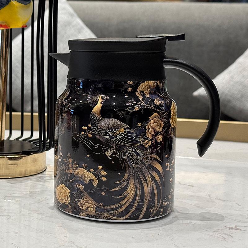 Portable Floral 316 Stainless Steel Teapot with Large Capacity & Inner Liner