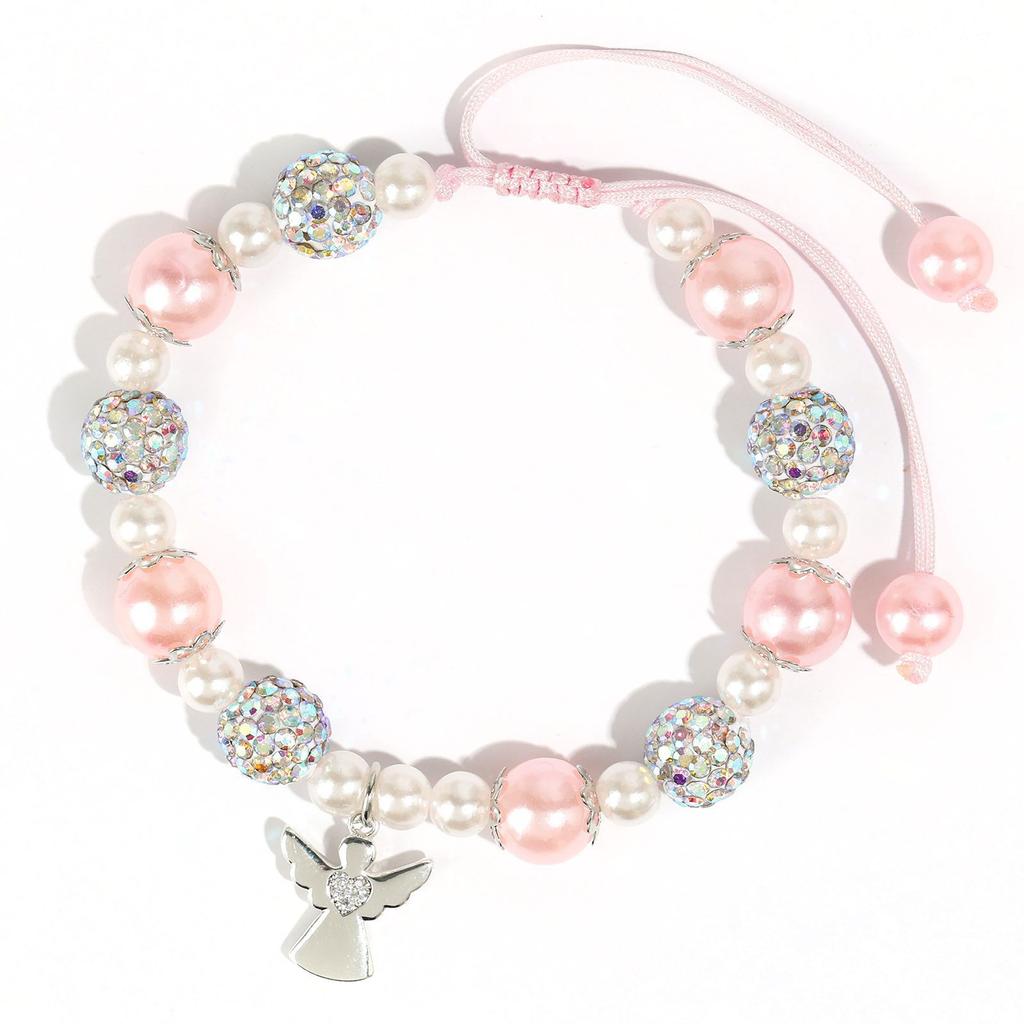 Pearl Angel Bracelet Diamond Angel Pendant Woven Bracelet Holiday Gift Ladies Pearl Angel Bracelet