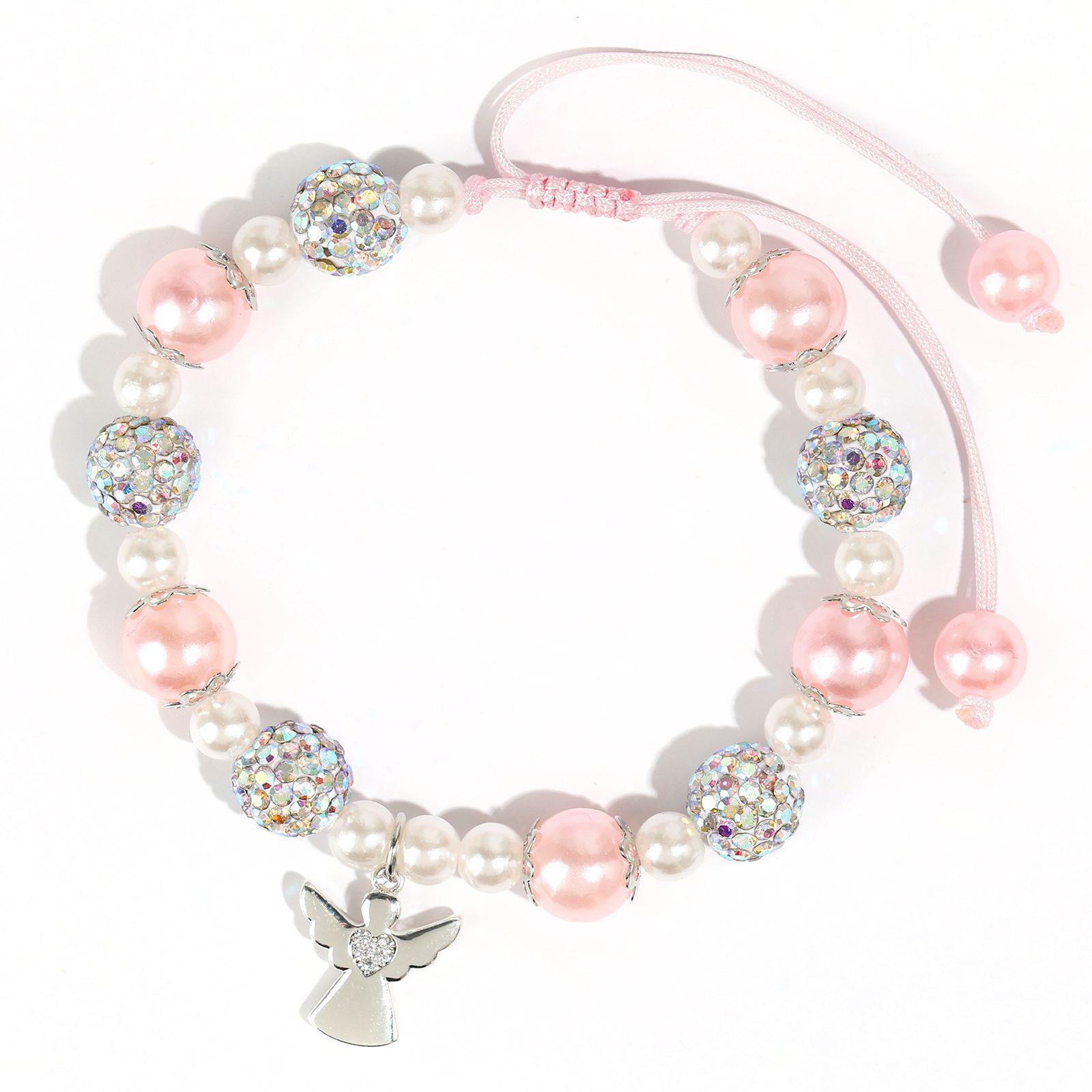 

Pearl Angel Bracelet Diamond Angel Pendant Woven Bracelet Holiday Gift Ladies Pearl Angel Bracelet