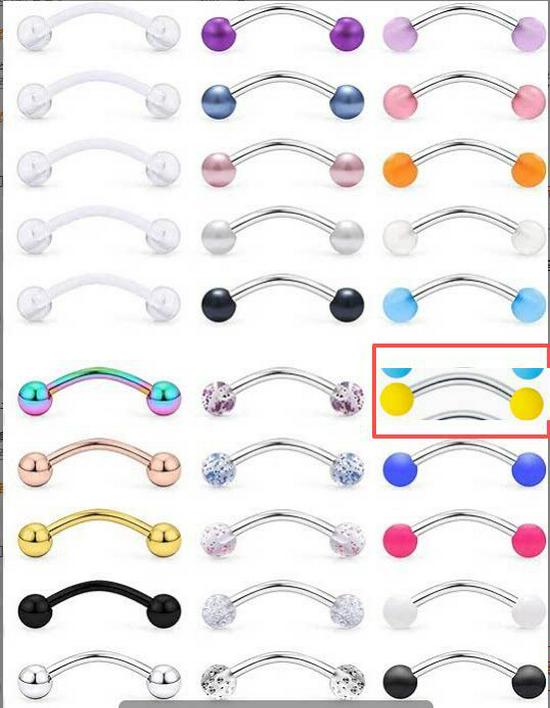 10-Piece 16G Stainless Steel Zircon Fashion Earrings & Eyebrow Rings Set