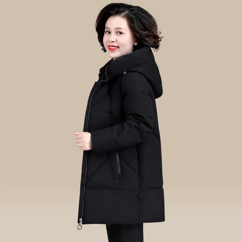 Mother's Down Padded Jacket Women's Winter Clothes Large Size Mid-length Hooded Collar Padded Jacket Jacket Women's Padded Jacket