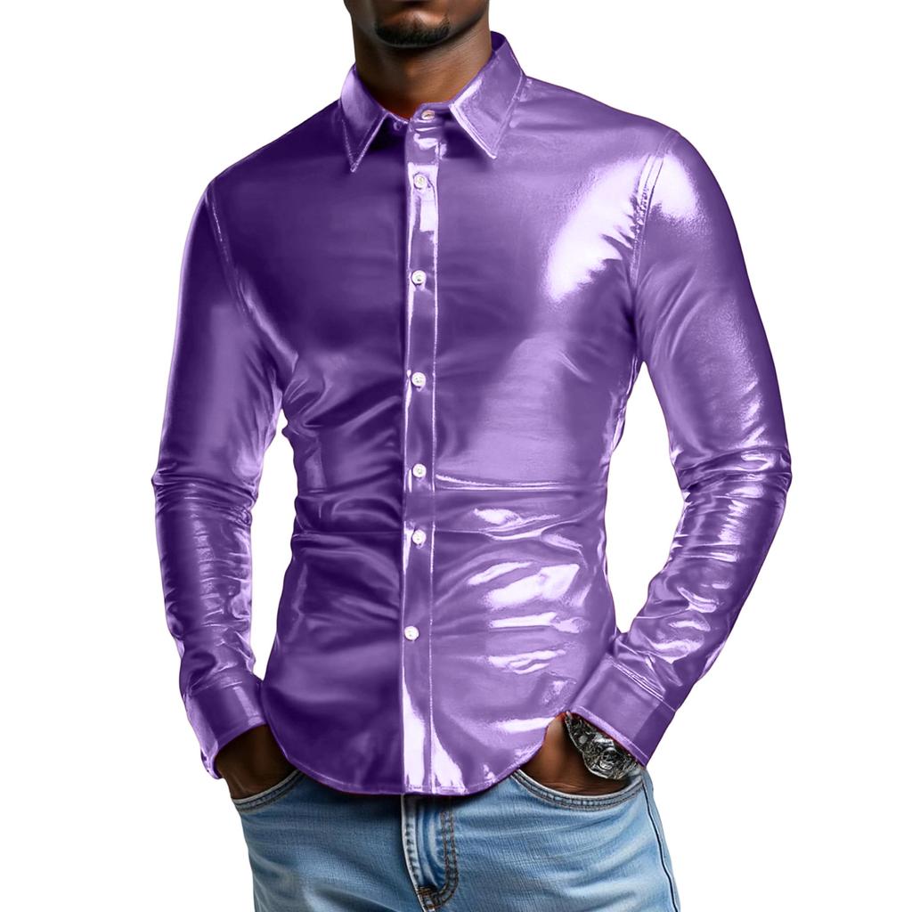 Men's   Fashion  Trend  Long  Sleeves  Flip   Collar  Shirt