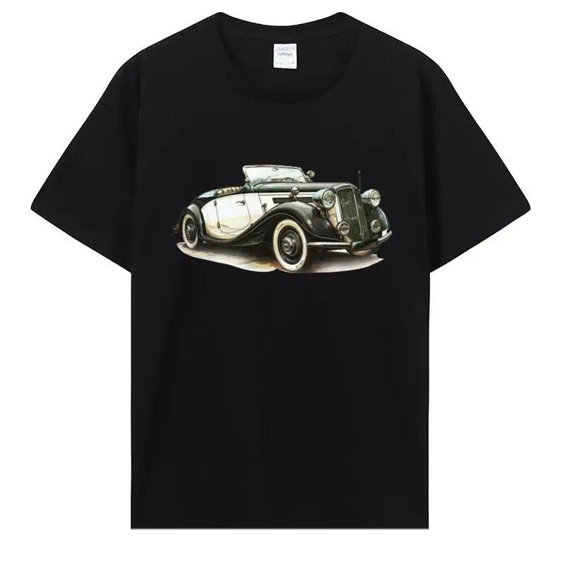 Classic Car Tops T Shirt Classic Car Pattern TShirt For Men Creative Graphic O-neck Custom Printed Cotton T-shirt 42819