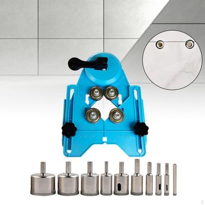 Adjustable Drill Hole Locator Centering Holder with Vacuum Suction Base & 10 Bits Cutter Cente
