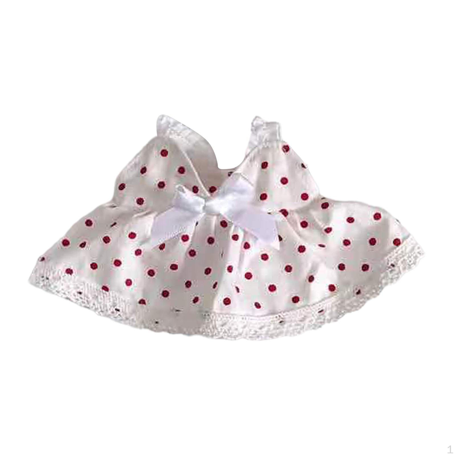 

15-17cm Doll Apparel Collection for Plush Toys, Dress Up Essentials Stuffed Animals red polka dots