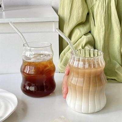 550ml Cannucce Boccali da Birra Tazze di Vetro Estetiche Trasparenti per Bubble Tea Brocca per Latte alla Fragola Succo Tazza da Caffè Bicchieri