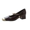 Thick heel square head Mary Jane single shoes women's shoes new spring and autumn temperament evening shoes