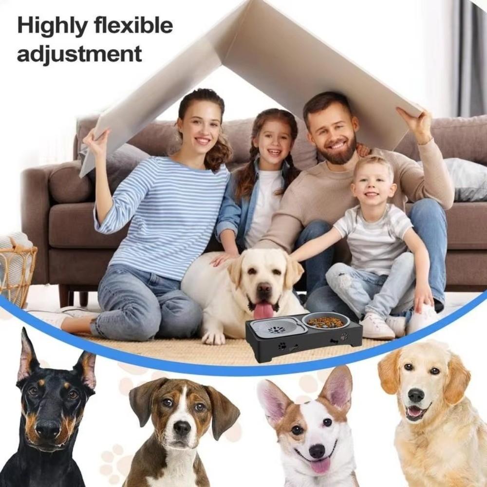 Adjustable Height Pet Feeder 3 In 1 Dog Double Bowls Elevated Dog Bowls For Kittens Puppies