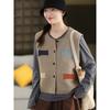 Dimanaf 2025 Women Sleeveless Autumn Buttons Vest Patch Sweaters Style Printing Knitting Loose Sweater