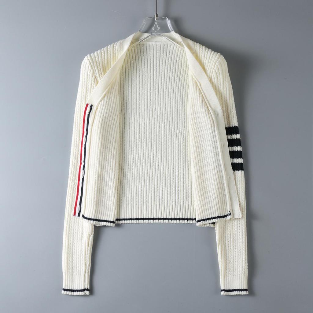 TBJL Damen Klassischer Strick-Cardigan mit vier Streifen - Herbst/Winter High-End Schlankmachende Mode.