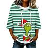 Women's Casual 3/4 Sleeve Christmas Print Hooded T-Shirt Top
