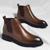 Automne Hiver Chaud Nouvelles Bottes en Cuir de Créateur pour Hommes Couleur Unie Mode Décontracté Bottes Chelsea Homme Grande Taille Chaussures à Plateforme Homme