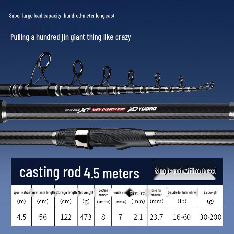 Enhanced Carbon Fiber Sea Fishing Rod Set - Super Hard, Long Casting Rod for Rock Fishing