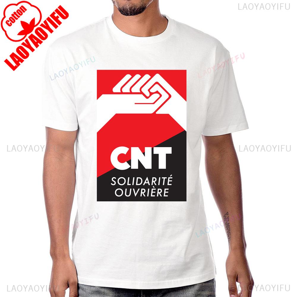 CNT Solidarite Ouvriere Tričko s krátkým rukávem Bavlněné Letní Styl Pánské Tričko Streetwear Hipster Dámské Tričko