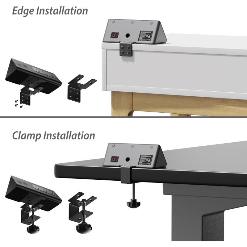 Desk Edges Mounted Power Strips with USB C Fast Charging Port and 3AC Outlets for Office Hotel Dormitory Use