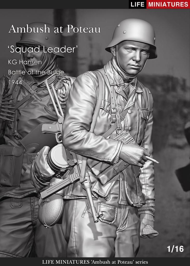Life Miniature WW2 Germany Poteau Interception Battle of Hansen Combat Group Squad Leader Battle of the Bulge 1944 Resin Kit 1/16 LM-16010 (person)