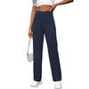 Women Casual High Waist Button Pocket Loose Straight Long Pants