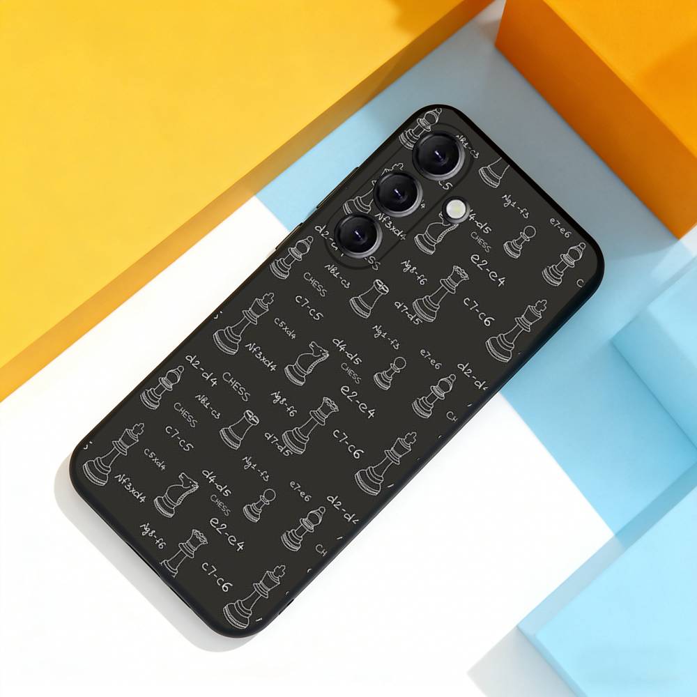 Chess Board Pieces Art For Samsung Galaxy A 73,72,51,53,52,71,22,5G,Note,J7,8,9 Soft Black Cover Phone Case Samsung a20s