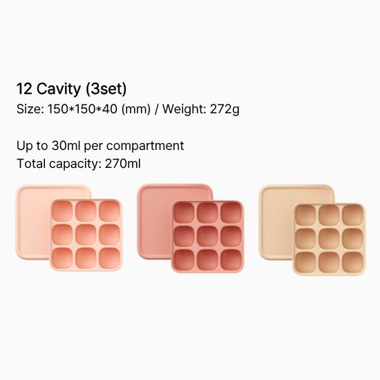 

Atti Rabbit Easy Release Baby Food Cube Multi Silicone Storage Container 3 Piece Set 6 Cavity and 9 Cavity 9 Cavity (3set)