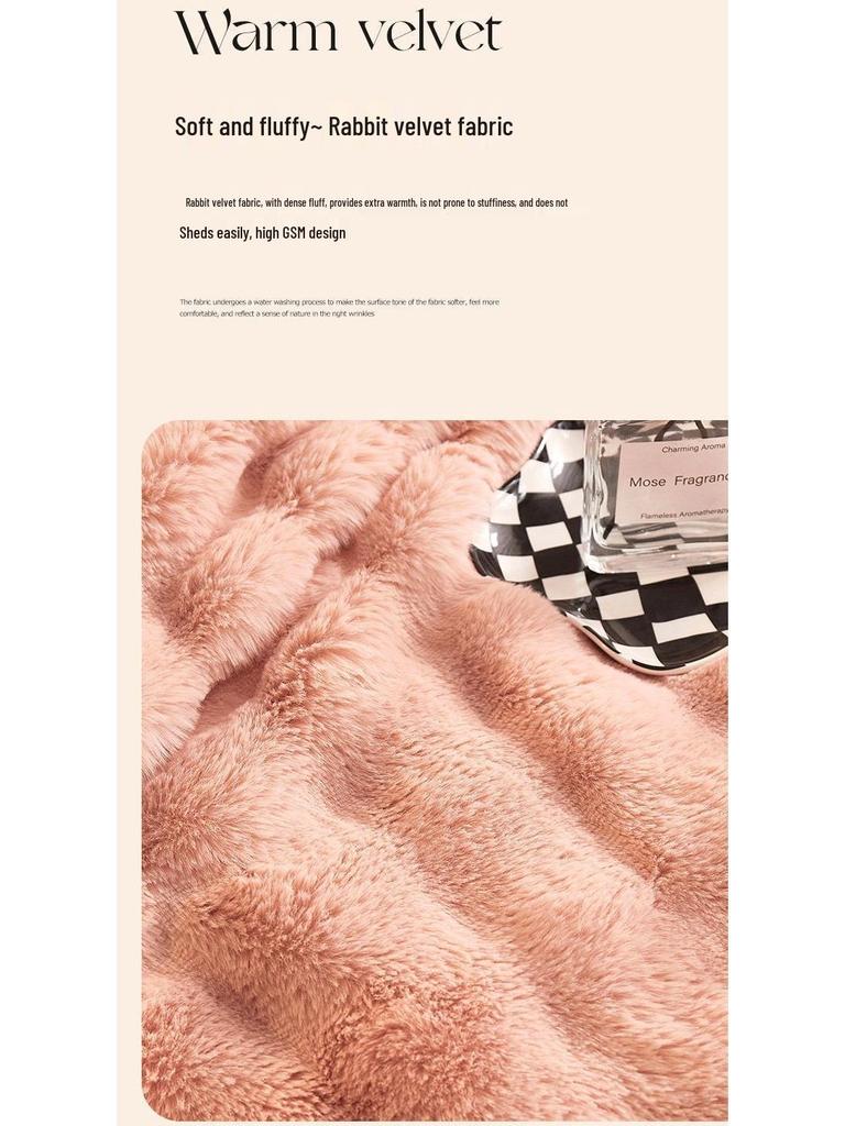 G5Z Thickened Warm Faux Fur Rabbit Fleece Blanket, Anti-Static Milk Velvet Throw for Sofa or Nap