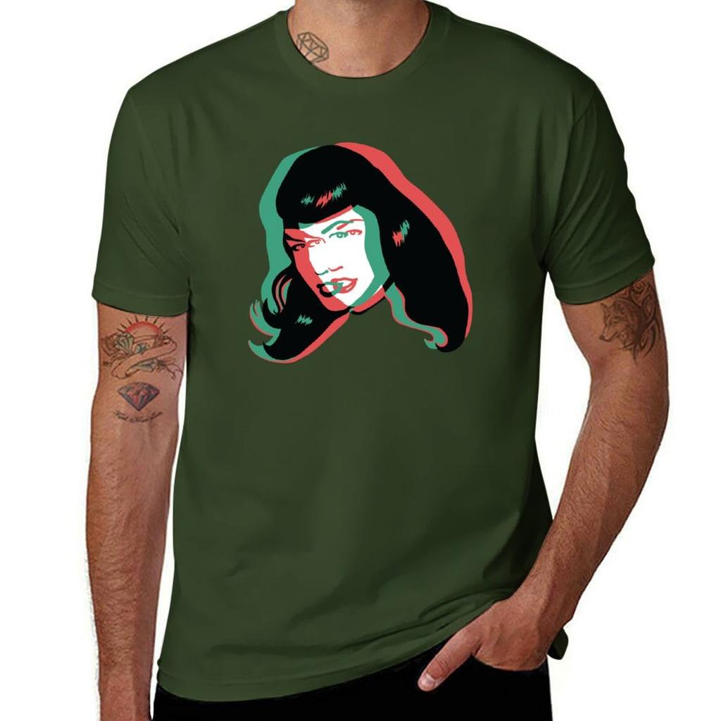 3d Bettie Page Tshirt Tops Vintage Short Sleeve Tee Unisex