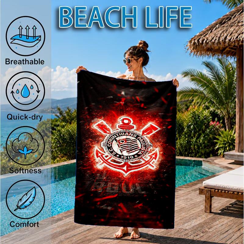 Football Club Emblem Beach Towel, Microfiber Beach Towel, Perfect For Pool, Beach, Travel, Home Decor Beach Party Fan gifts