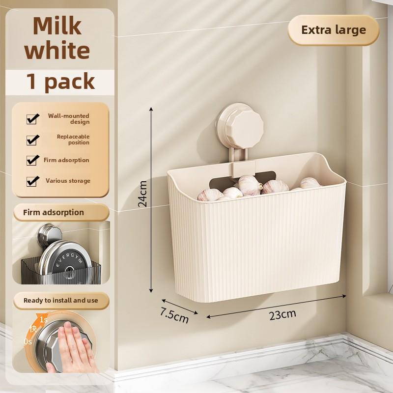 New suction cup wall-mounted kitchen storage rack onion, ginger and garlic seasoning storage kitchen onion, ginger and garlic storage basket rack