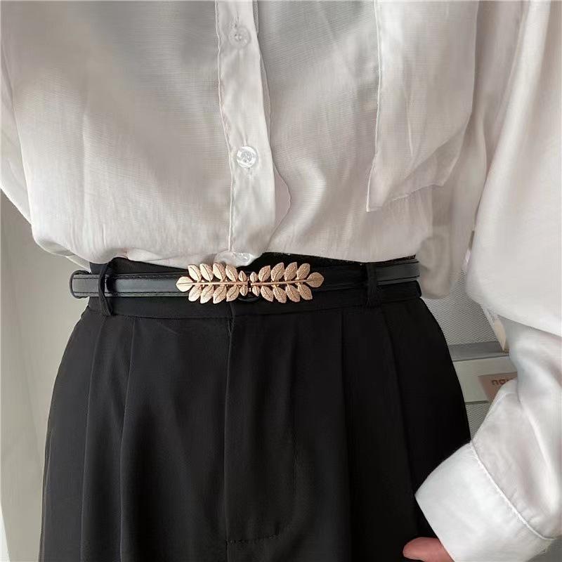 Little Leaf Women's PU Thin Belt Adjustable Versatile Suit Belt Punch-free Skirt Pants