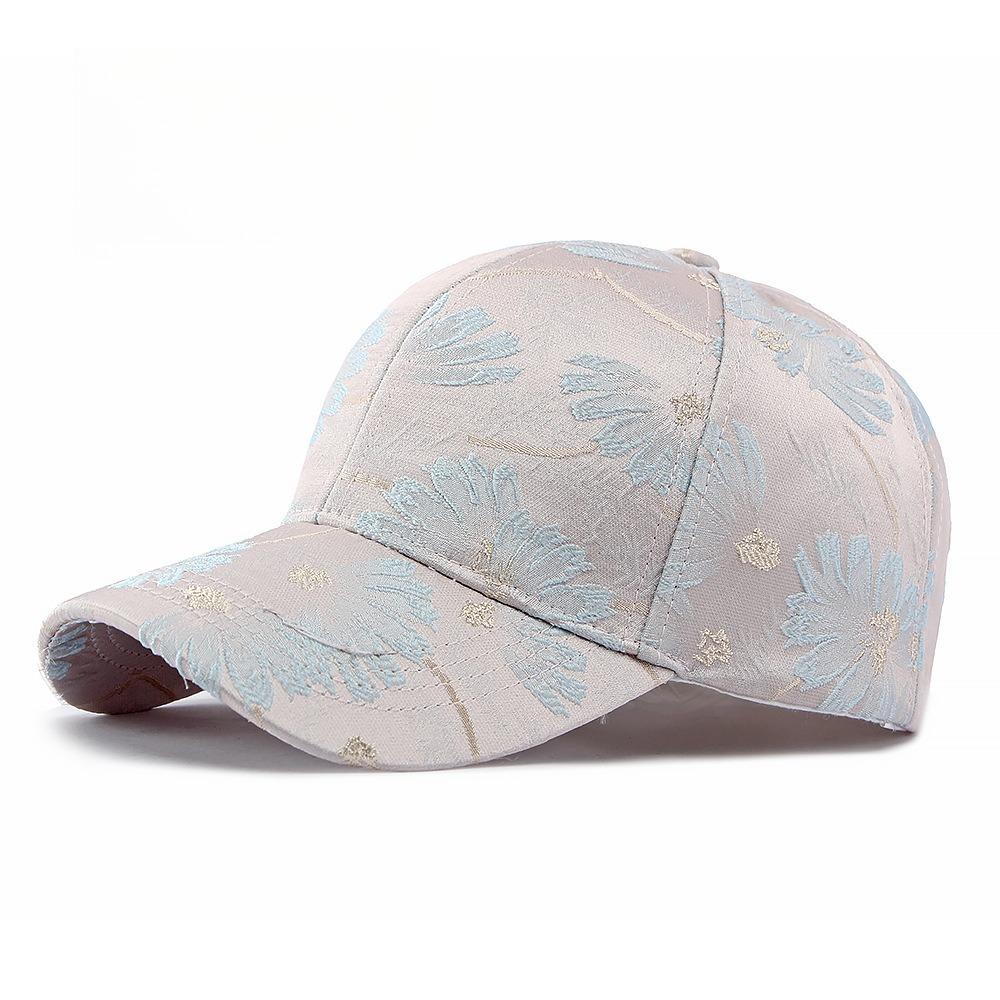 Women’s Ethnic Jacquard Baseball Cap, Floral Print Structured Brim Sun Hat, Casual Outdoor Duckbill Cap